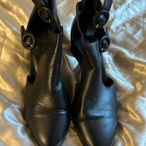 David Tate Black Leather Ankle Booties